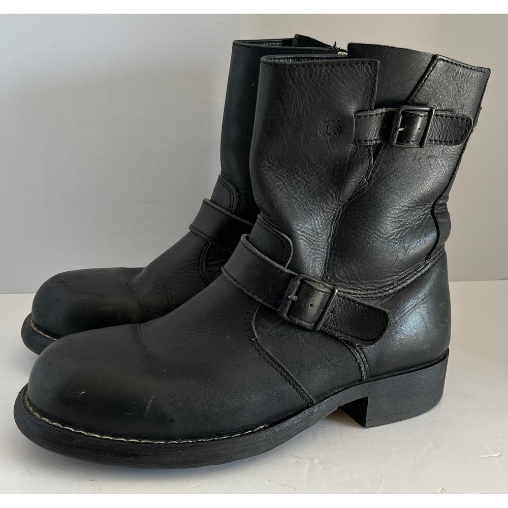 Royal RepubliQ Black Leather Moto Engineer Boots - Grunge Biker